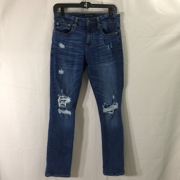 Aeropostale Jeans Slim Straight Distressed Medium Wash Cotton Stretch Size 27 - Picture 1 of 4